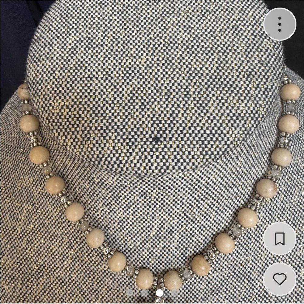 Brighton FLEUR SURE Riverstone Cream and Silver Beaded Necklace - Picture 3 of 4